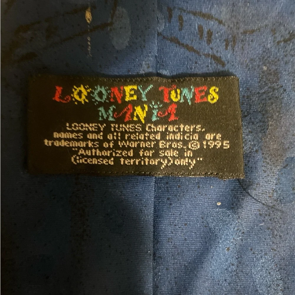 Looney‎ Tunes Characters Tie Vtg 1995 Blue/Blk EUC